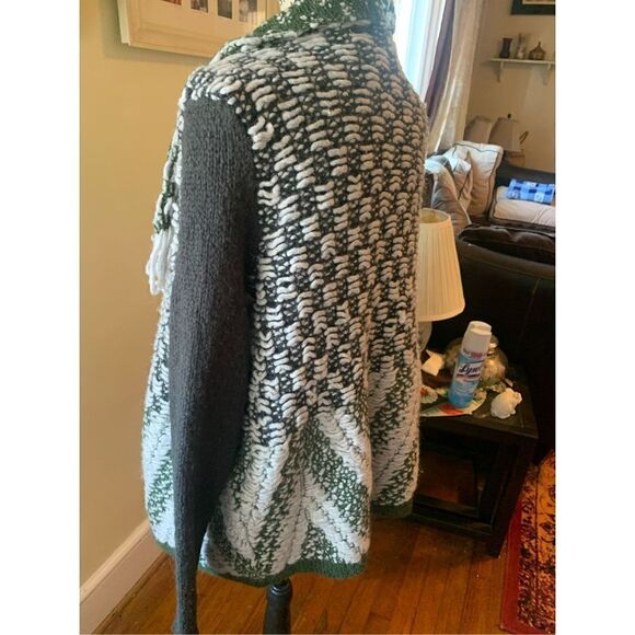 Anthropologie Jacquard Knit Cardigan Green wool blend sweater - Picture 9 of 11